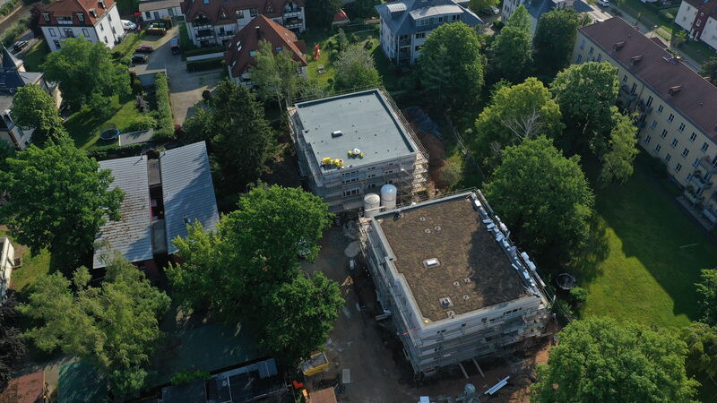 Baufortschritt Dacharbeiten / Gründach Lugaer Straße 3d,3e