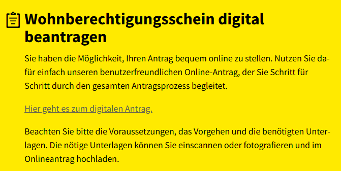 Wohnberechtigungsschein bei der Landeshauptstadt Dresden digital beantragen